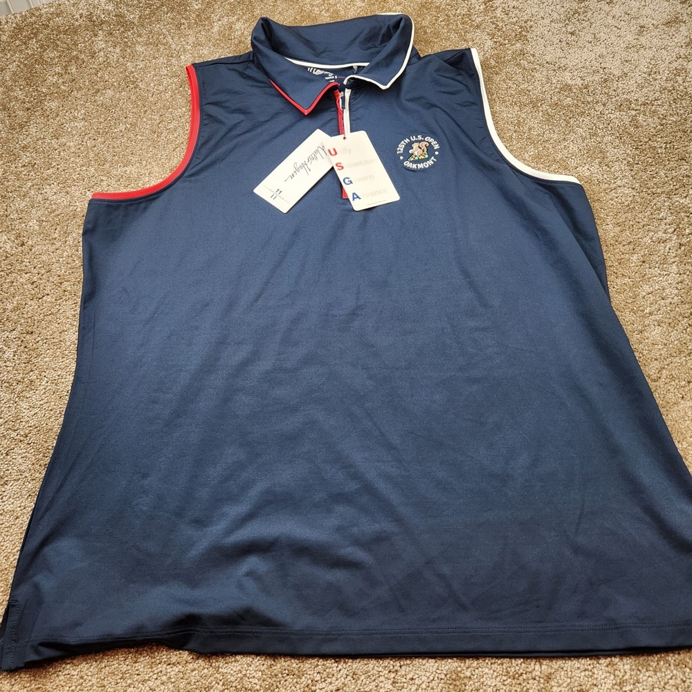 Walter Hagen Womens XXL Navy US Open Oakmont Sleeveless Polo Shirt NWT WH-P11WHT